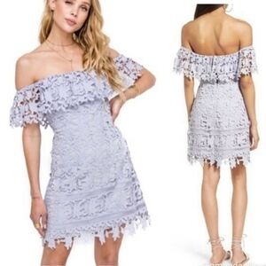 ASTR lavender purple guipure lace off shoulder mini dress xs